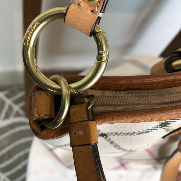 Coach Tatersall cream plaid handbag crossbody bag - Picture 5 of 12